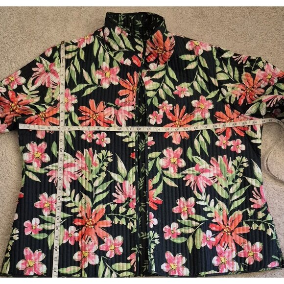 Appleseed's 100% Cotton Floral/Leaf Print Reversible Quilted Jacket P/XL EUC - Picture 5 of 9